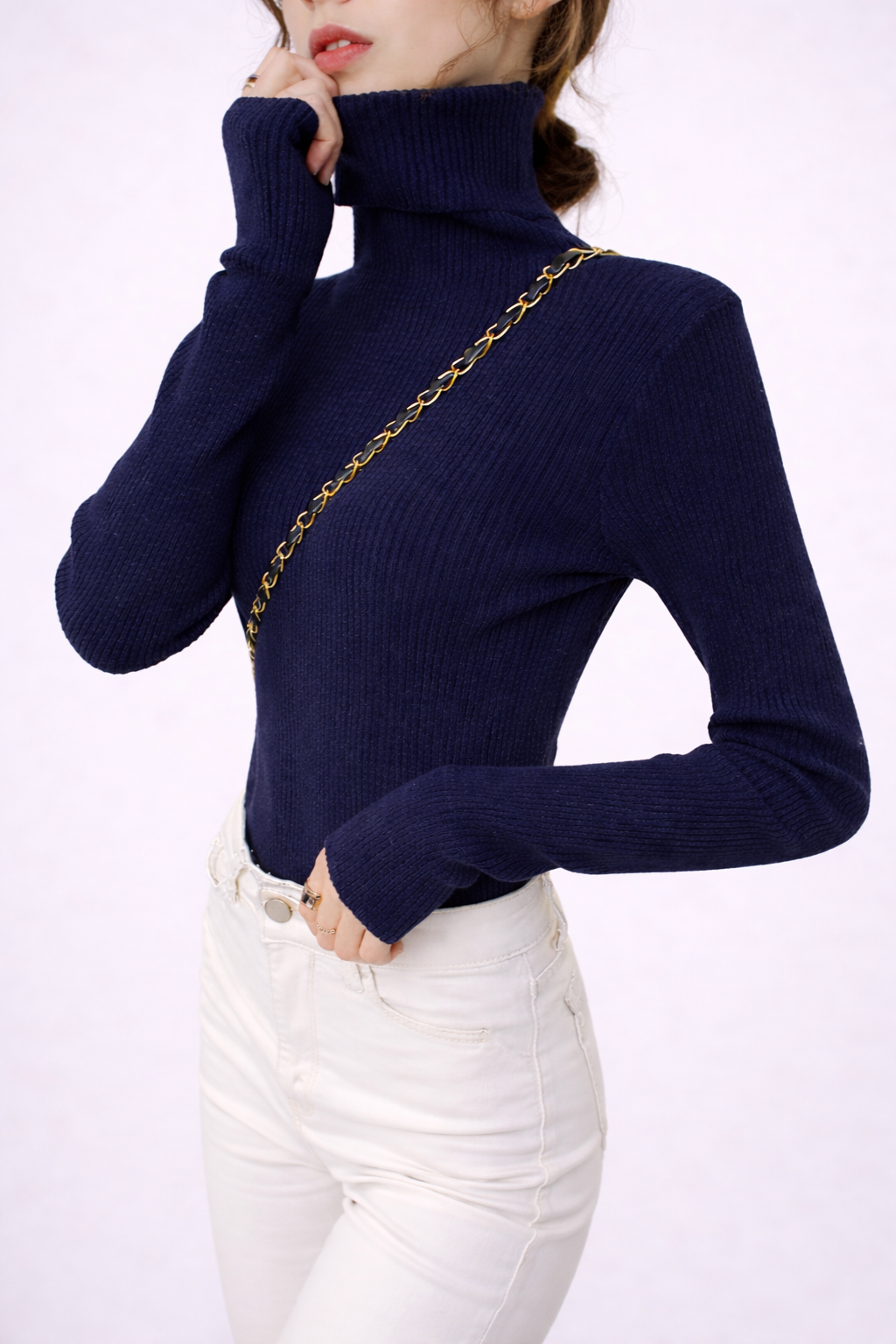 Nina | Ribbed Turtleneck Knit Top