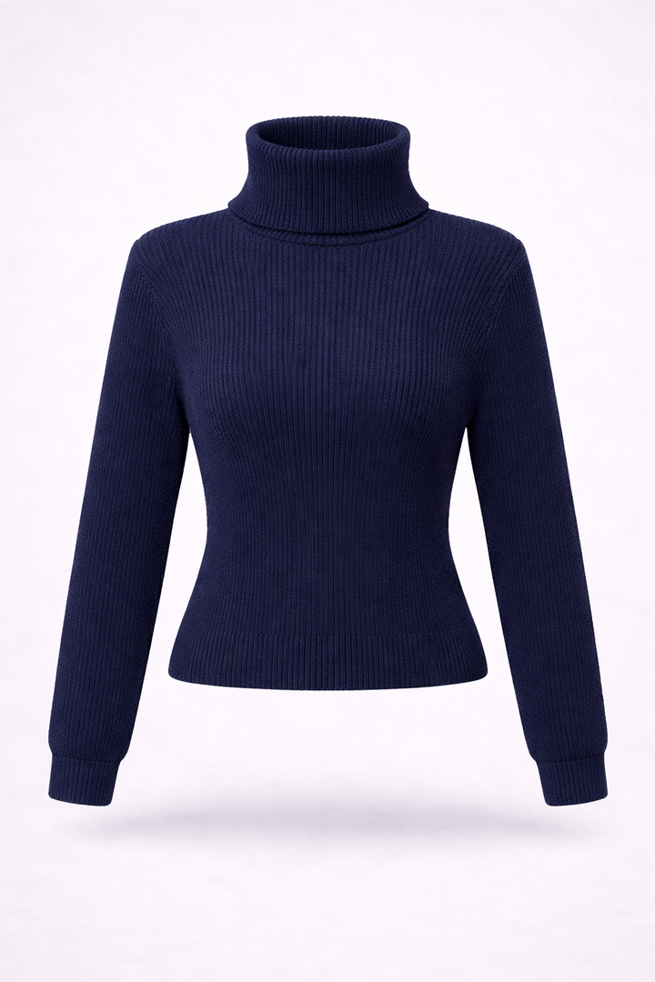Nina | Ribbed Turtleneck Knit Top