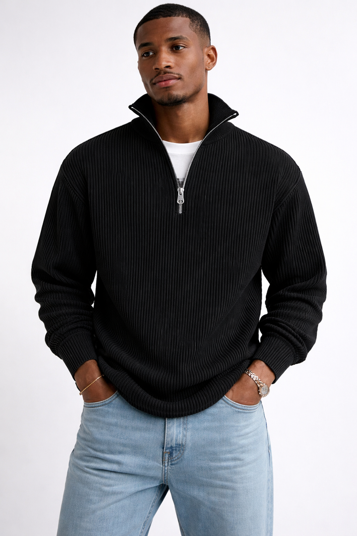 Elijah | Ribbed Quarter-Zip Sweater