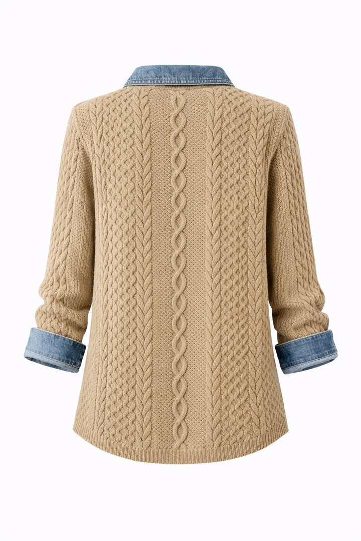 Mila | Cable Knit Denim Cardigan