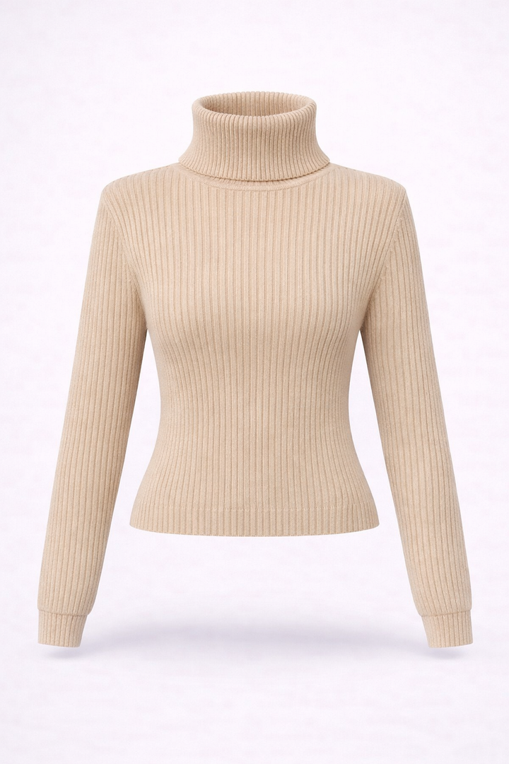 Nina | Ribbed Turtleneck Knit Top
