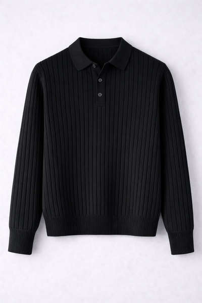 Noah | Ribbed Knit Polo Sweater