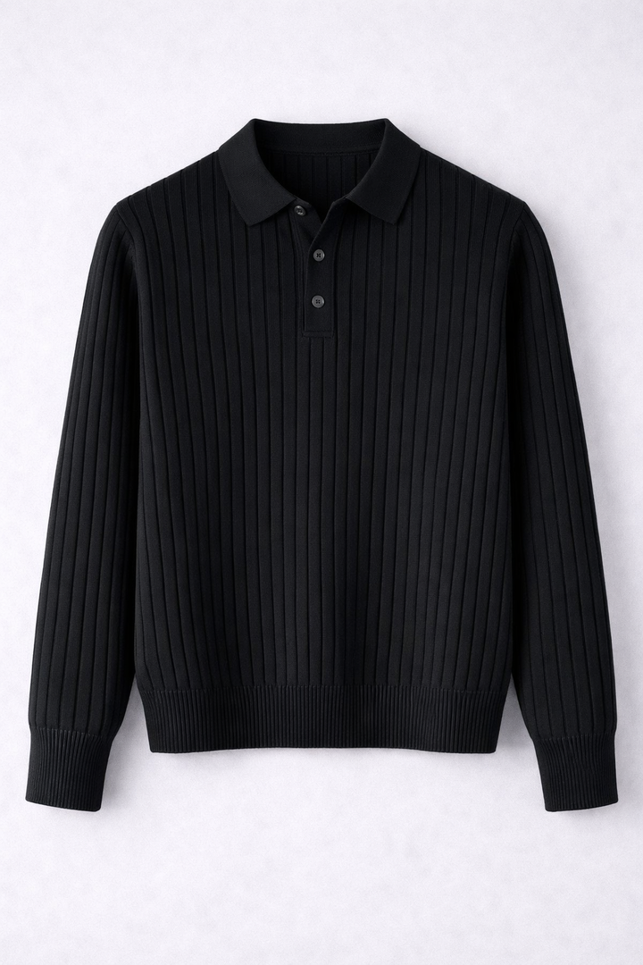 Noah | Ribbed Knit Polo Sweater