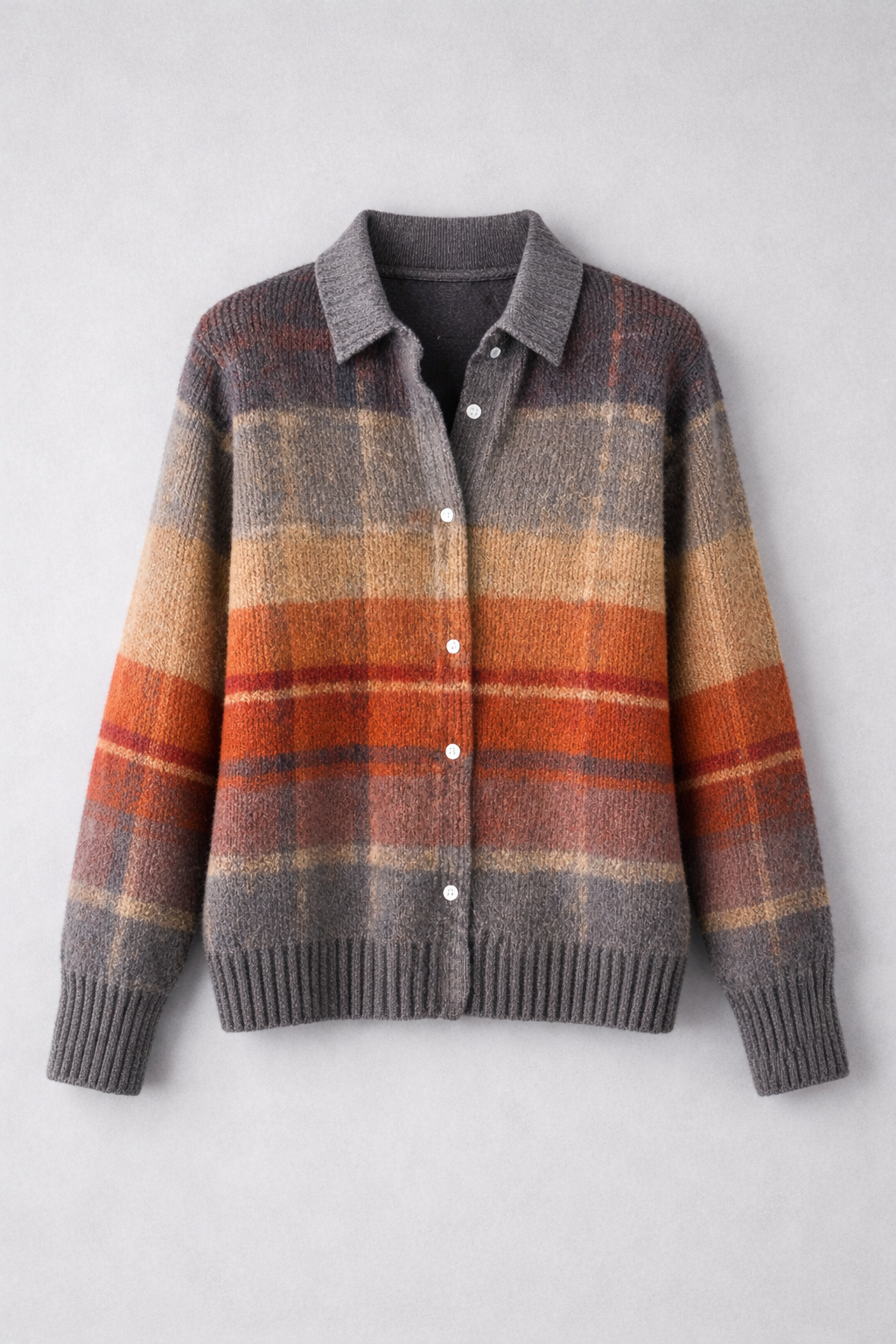 Avery | Plaid Knit Button-Up Cardigan