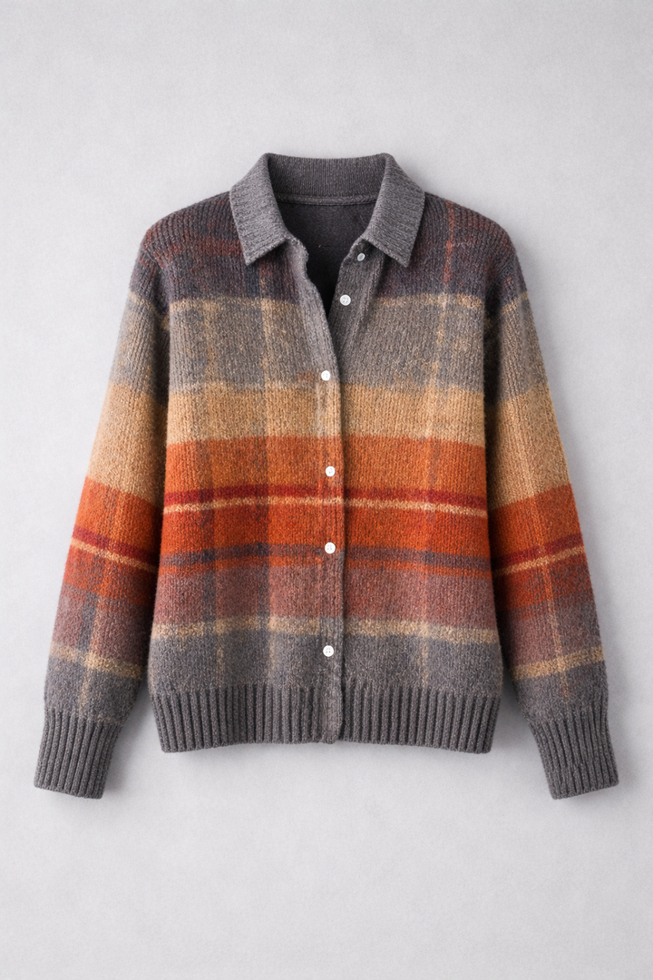 Avery | Plaid Knit Button-Up Cardigan