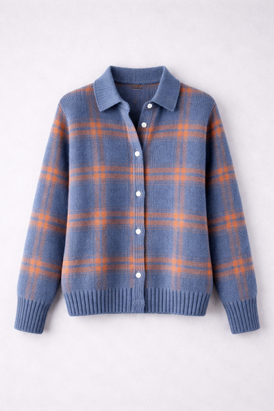 Avery | Plaid Knit Button-Up Cardigan