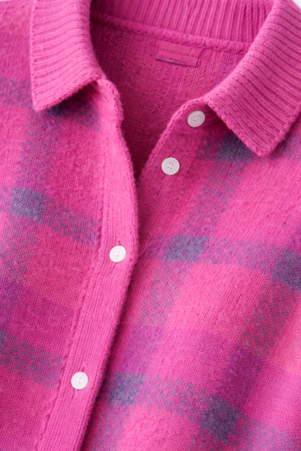 Avery | Plaid Knit Button-Up Cardigan