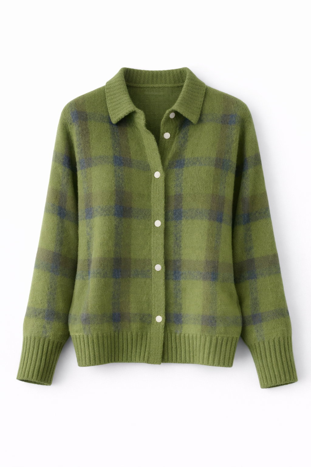 Avery | Plaid Knit Button-Up Cardigan