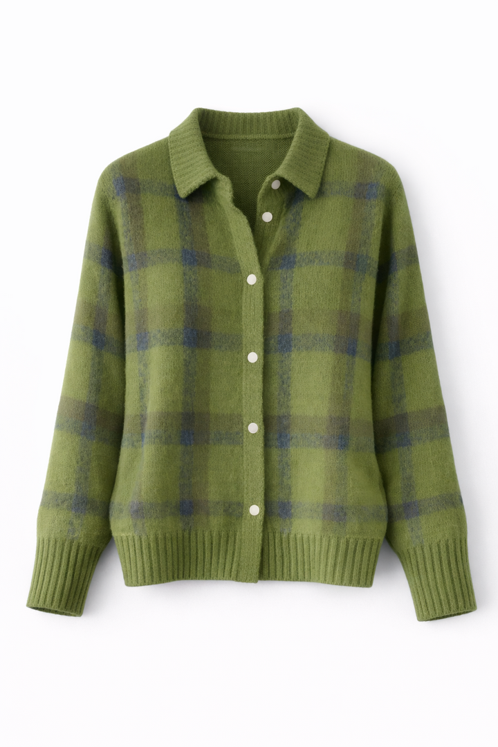 Avery | Plaid Knit Button-Up Cardigan