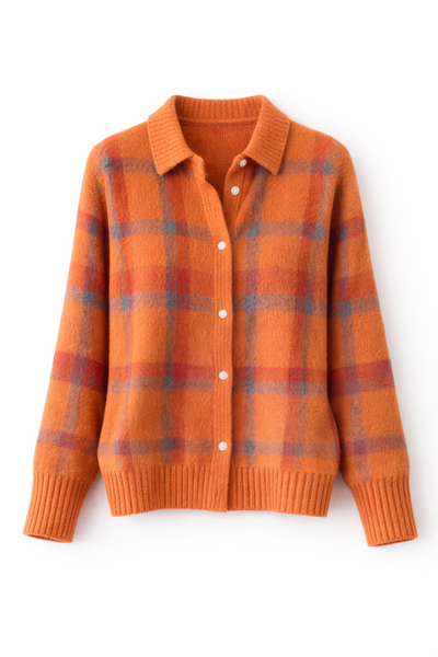 Avery | Plaid Knit Button-Up Cardigan