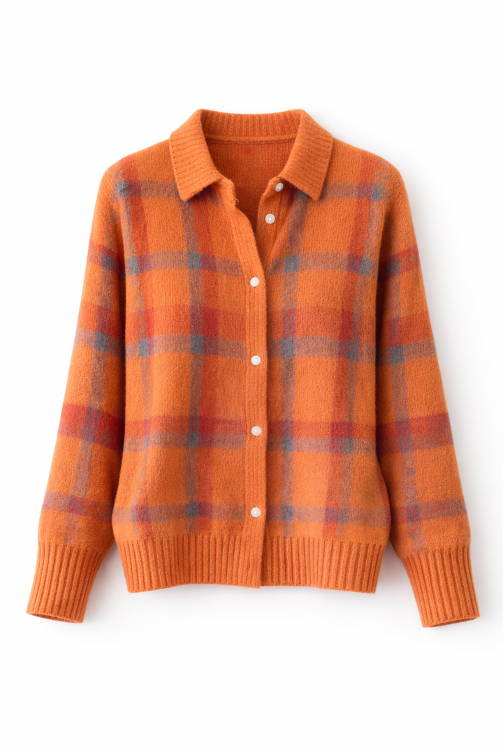 Avery | Plaid Knit Button-Up Cardigan