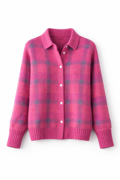 Avery | Plaid Knit Button-Up Cardigan