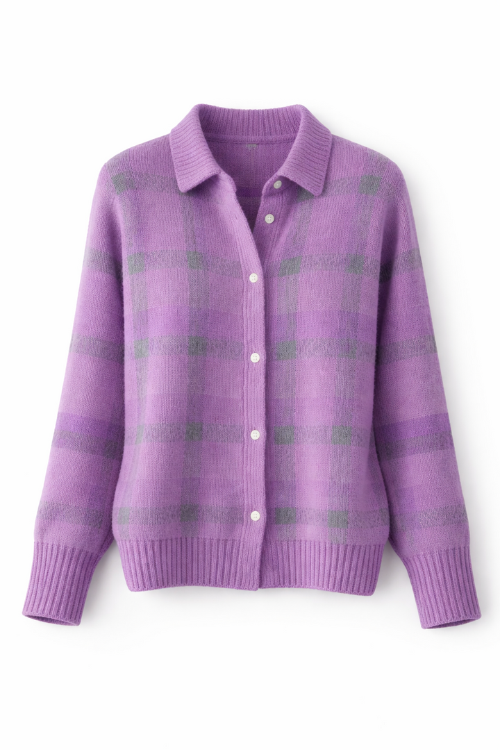 Avery | Plaid Knit Button-Up Cardigan