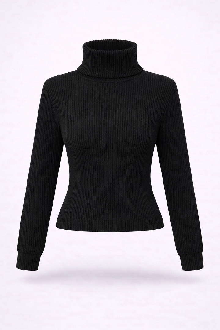 Nina | Ribbed Turtleneck Knit Top