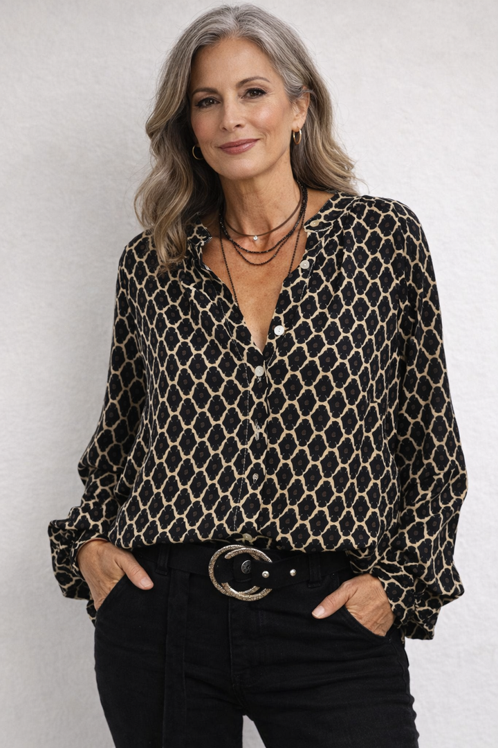 Nadia | Geometric Print Blouse