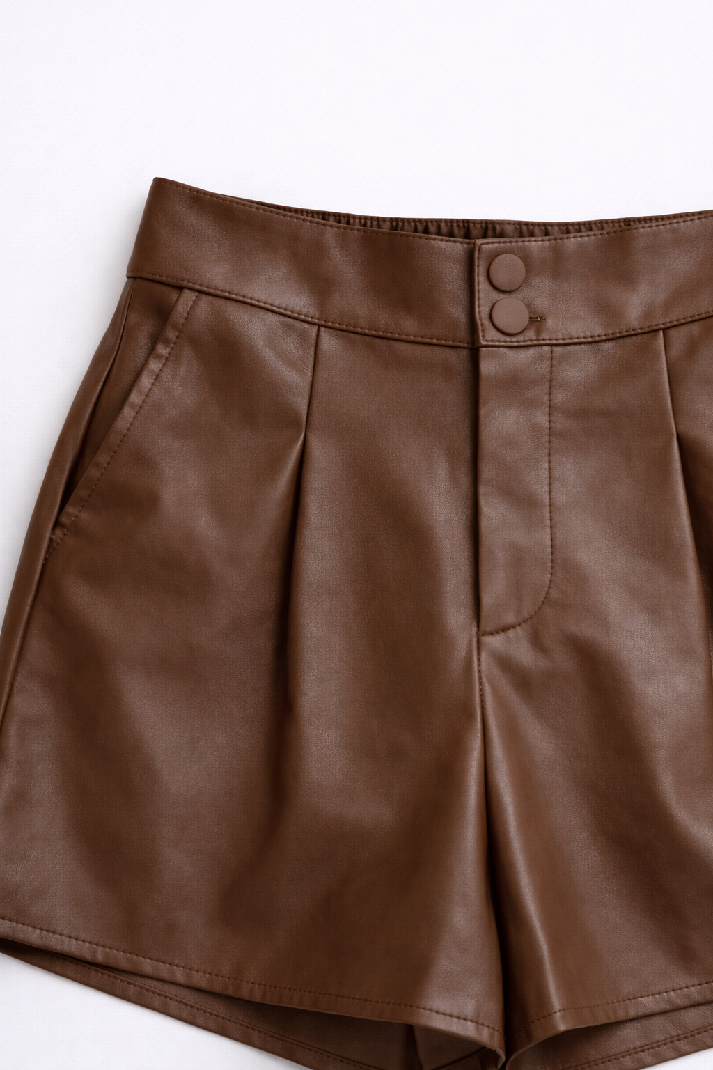 Camille | High-Waisted Faux Leather Shorts