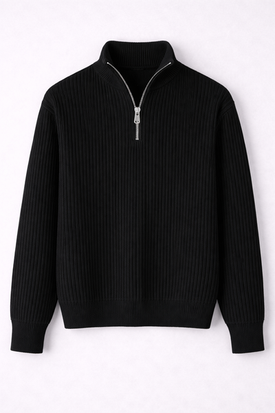 Elijah | Ribbed Quarter-Zip Sweater