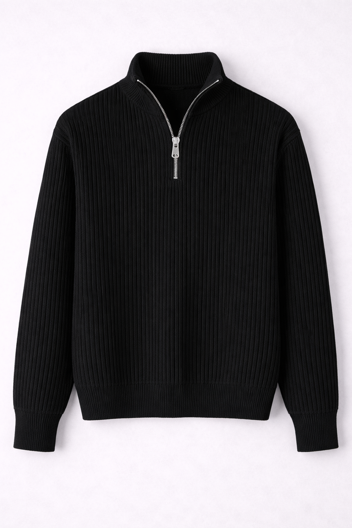 Elijah | Ribbed Quarter-Zip Sweater