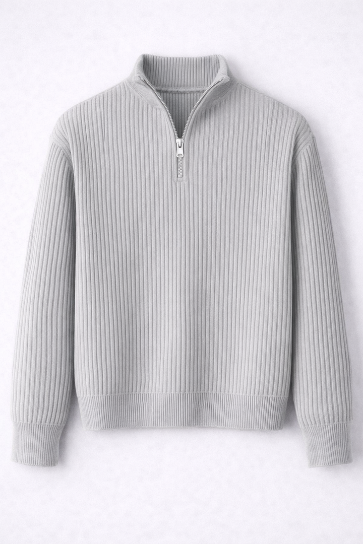 Elijah | Ribbed Quarter-Zip Sweater
