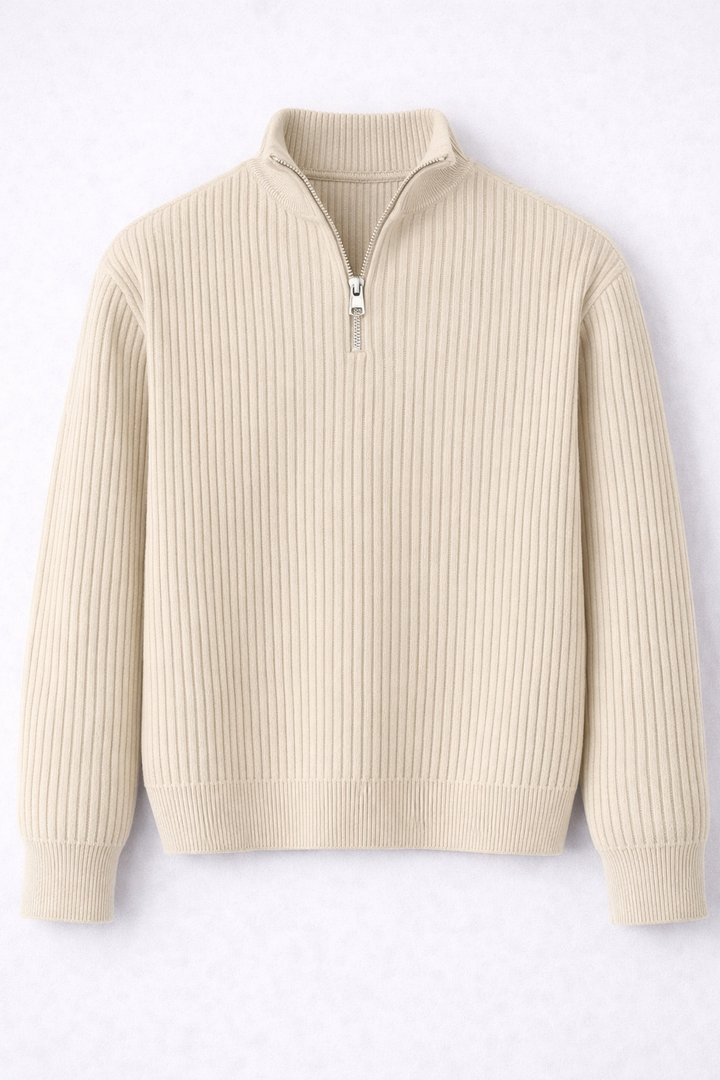 Elijah | Ribbed Quarter-Zip Sweater