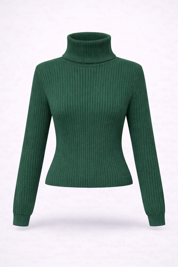 Nina | Ribbed Turtleneck Knit Top