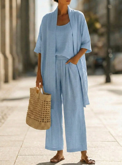 Clara | Relaxed Linen-cotton Three-Piece Set