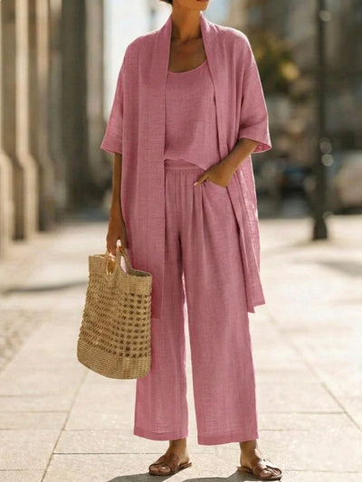Clara | Relaxed Linen-cotton Three-Piece Set