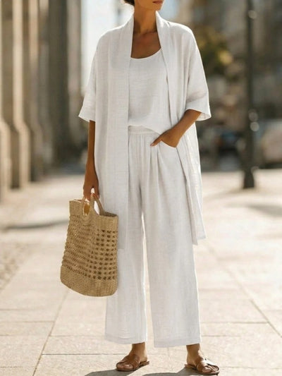 Clara | Relaxed Linen-cotton Three-Piece Set