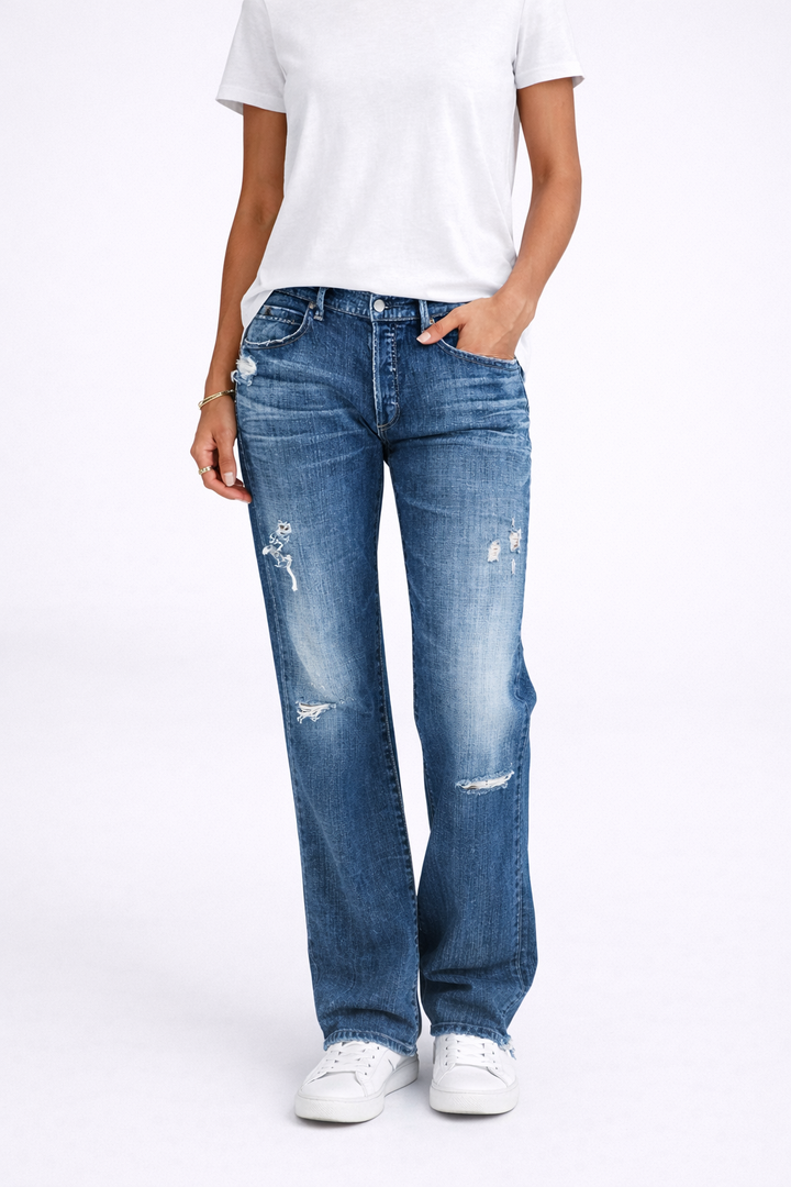 Harper | Distressed Straight-Leg Jeans