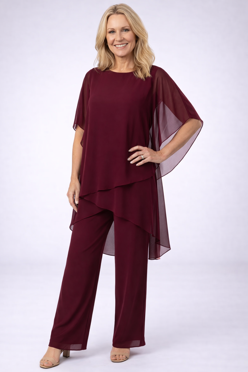 Monica | Elegant Chiffon Two-Piece Set