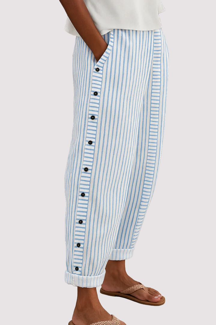 Lena | Striped Button Detail Pants