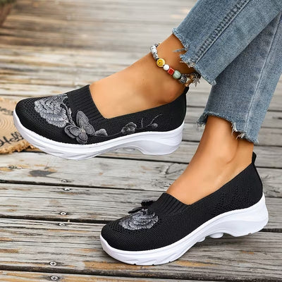 Lily | Floral Knit Slip-On Sneakers