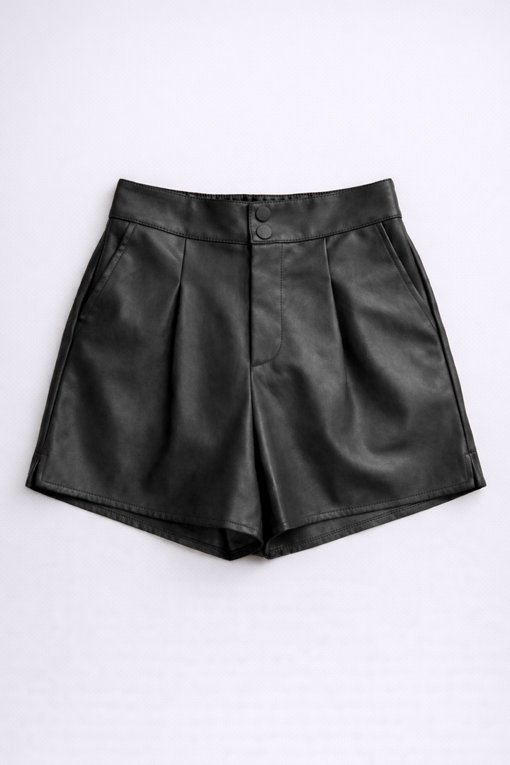 Camille | High-Waisted Faux Leather Shorts