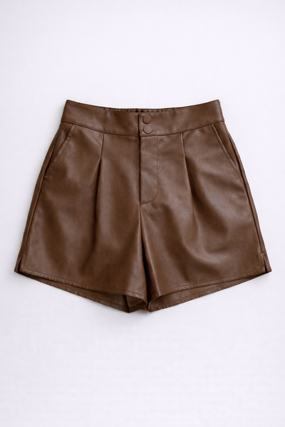 Camille | High-Waisted Faux Leather Shorts