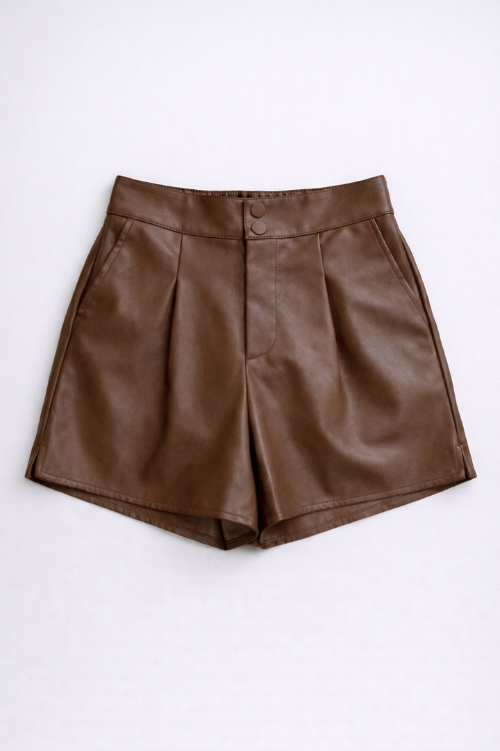 Camille | High-Waisted Faux Leather Shorts